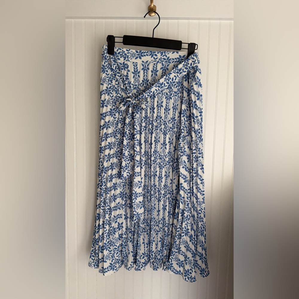 Skies Are Blue Floral Maxi Skirt in Blue and White